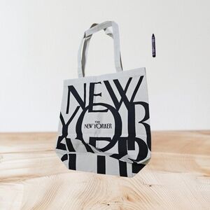 The New Yorker Canvas Tote Bag in Black and White